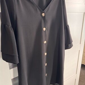 Elegant Black Button-Down Women's dress